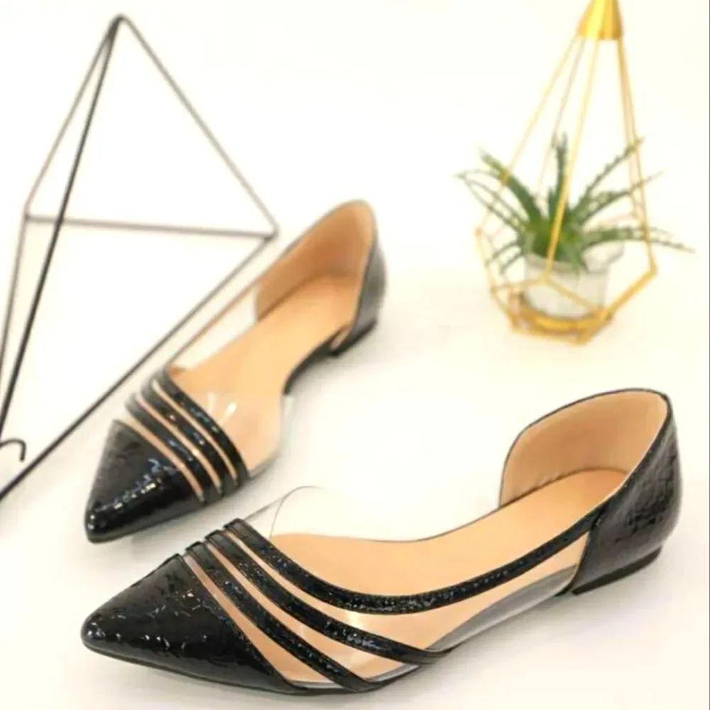 STITCH DETAIL POINTED TOE WOMEN'S D'ORSAY BALLET FLATS SHOE